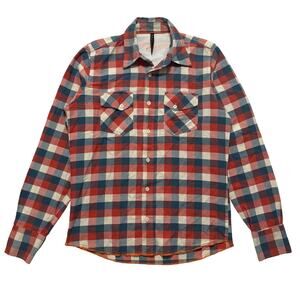 Nudie Jeans Co. Windowpane Plaid Flannel Button Up Shirt Blue Red S